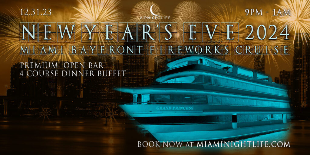 Ultimate Miami NYE 2024 Gatsby Yacht Midnight Fireworks Viewing Party Cruise